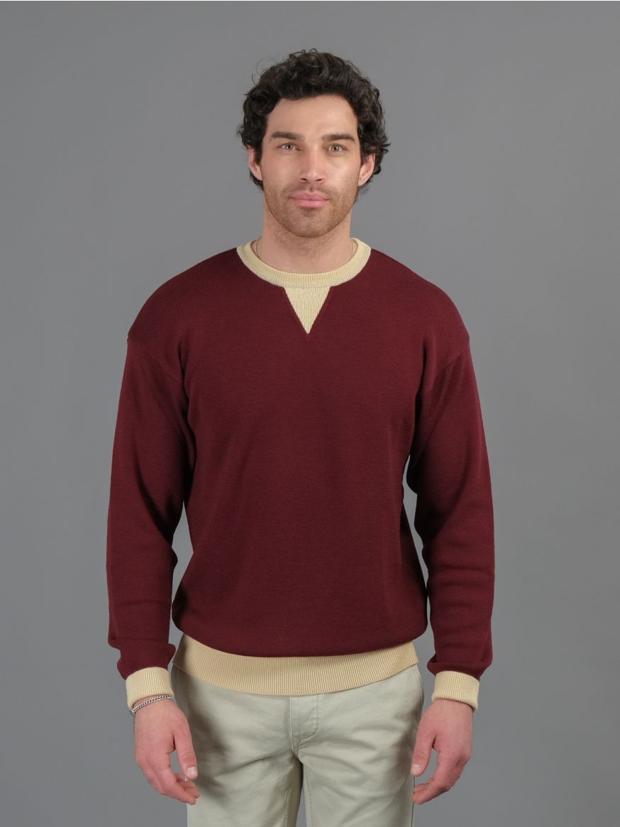 Stevenson Overall Knitted Merino Wool Sweater - Burgundy
