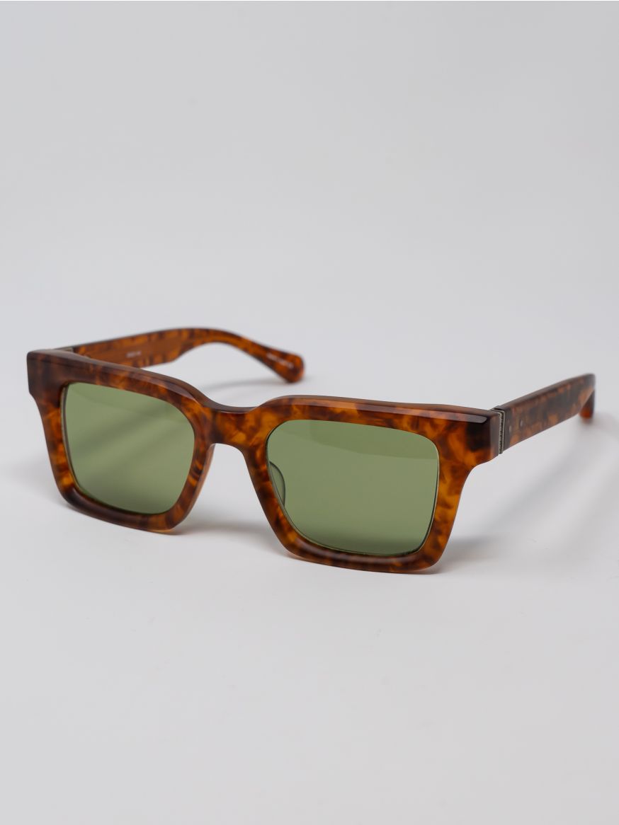 Matsuda M1033 Rectangular Sunglasses - Matte Walnut - Amber