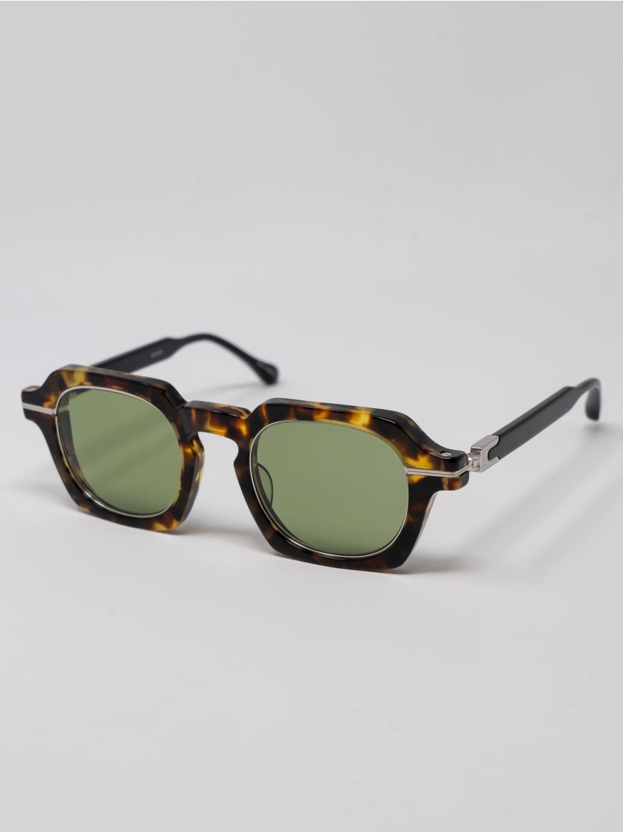 Matsuda M2055 Geometric Sunglasses - Tokyo Tortoise Brushed Silver