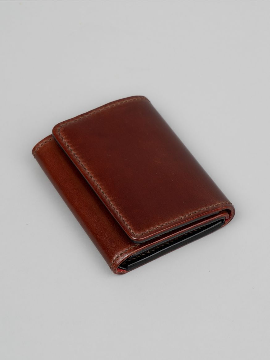 The Flat Head Shinki Cordovan Mini Wallet - Oxblood