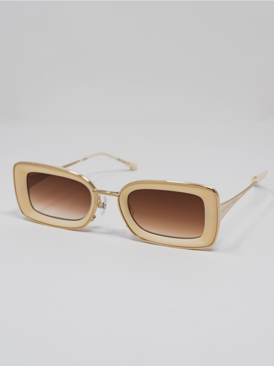 Matsuda M3124 Thick Rim Sunglasses - Brushed Gold & Milk White