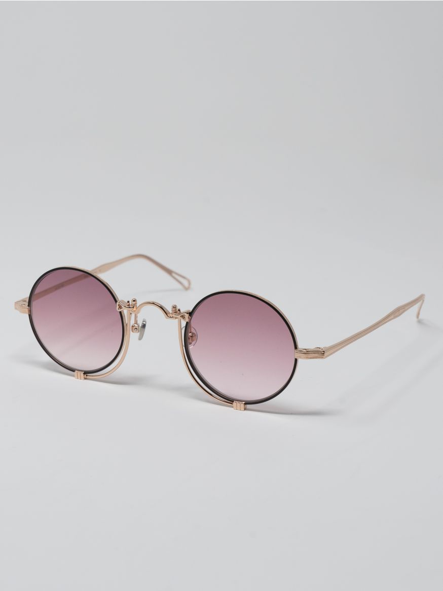 Matsuda 10601H Round Shape Sunglasses - Rose Gold & Matte Black