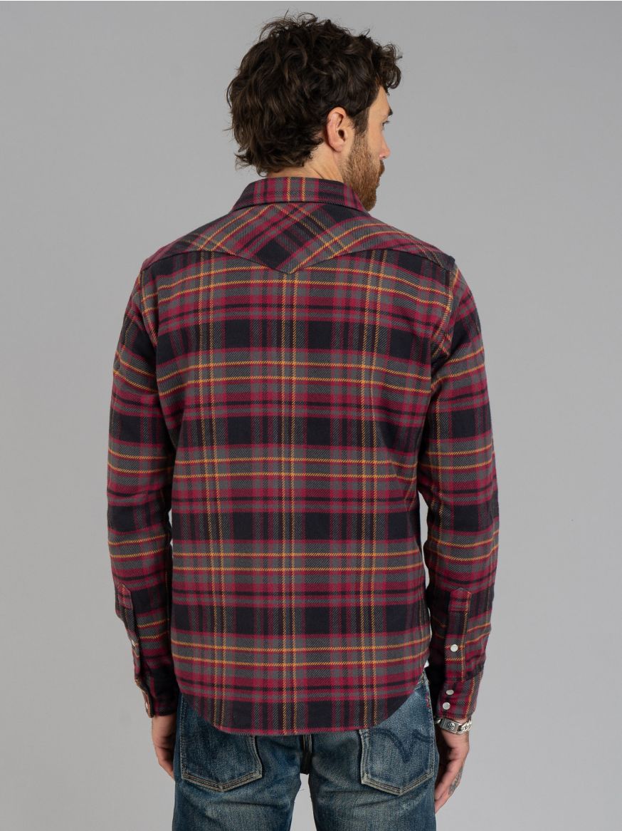 Iron Heart IHSH-403 Ultra Heavy Line Check Western Flannel - Grey