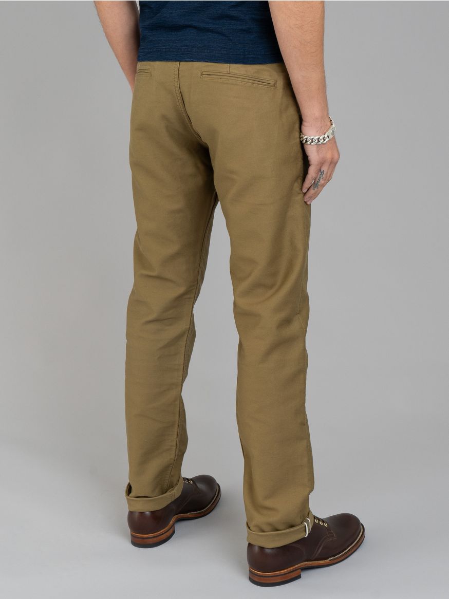 Pure Blue Japan Dark Beige Cotton Moleskin Trousers - Straight