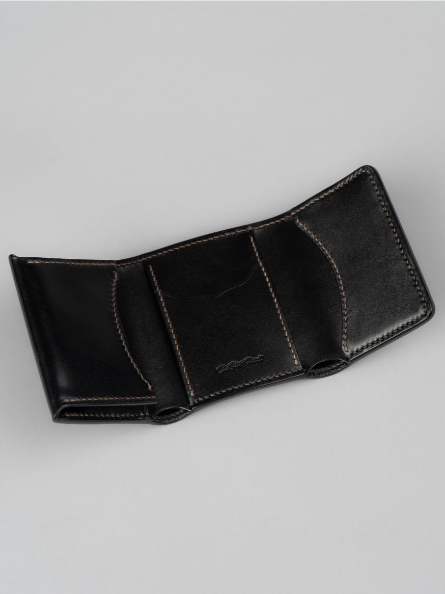 The Flat Head Shinki Cordovan Mini Wallet - Black