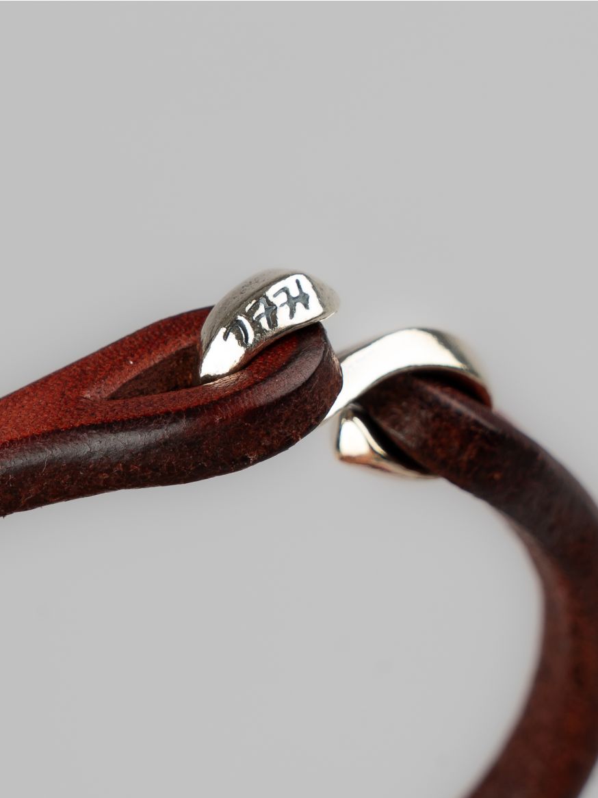 The Flat Head Leather & Silver Single Bracelet - Brown