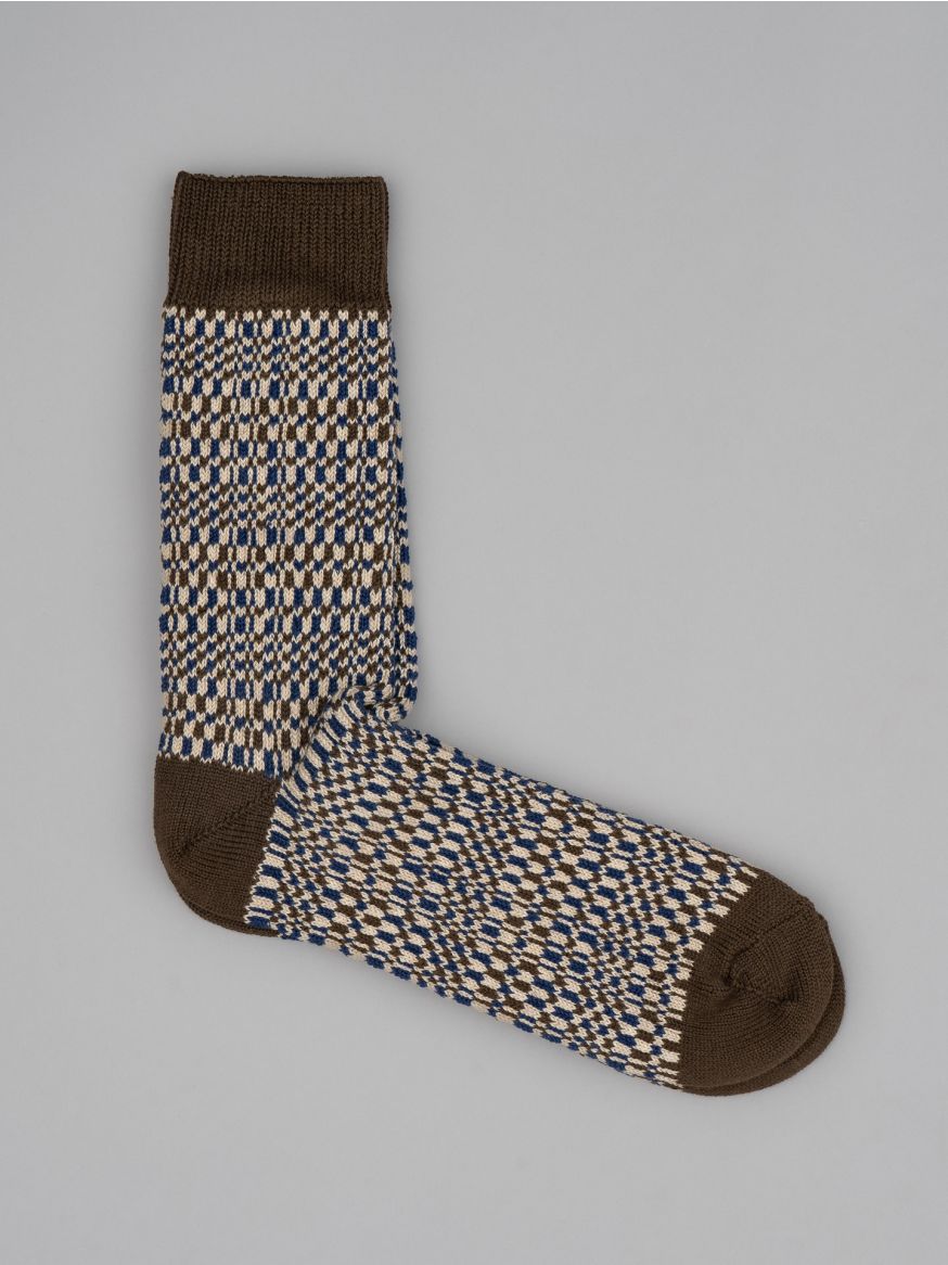 Decka Plaid Jacquard Socks - Brown 