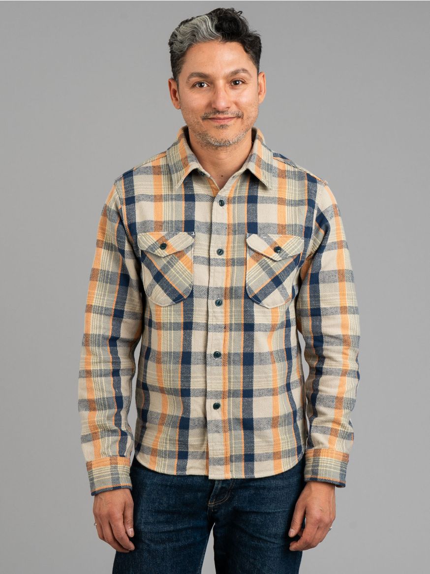 UES Heavy Selvedge Flannel - Navy & Faded Orange