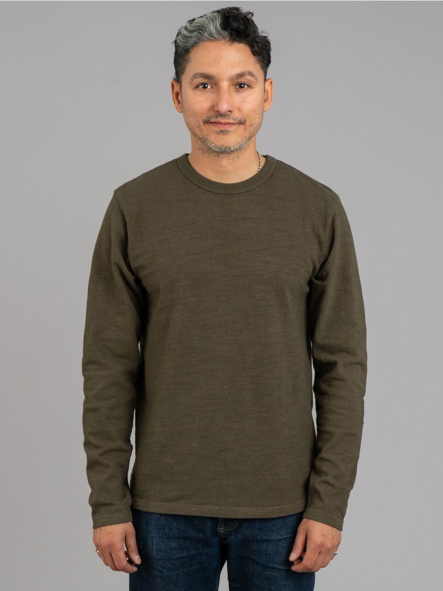 UES No.8 Slub Nep L/S T Shirt - Olive