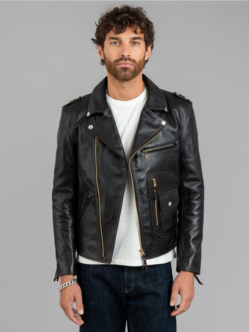 The Flat Head Shinki Horsehide Double Rider's Jacket - Black