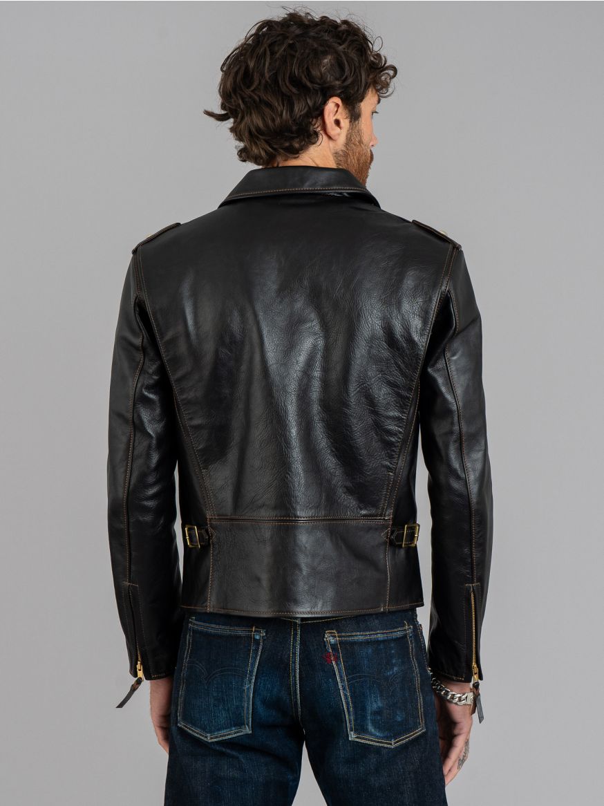 The Flat Head Shinki Horsehide Double Rider's Jacket - Black