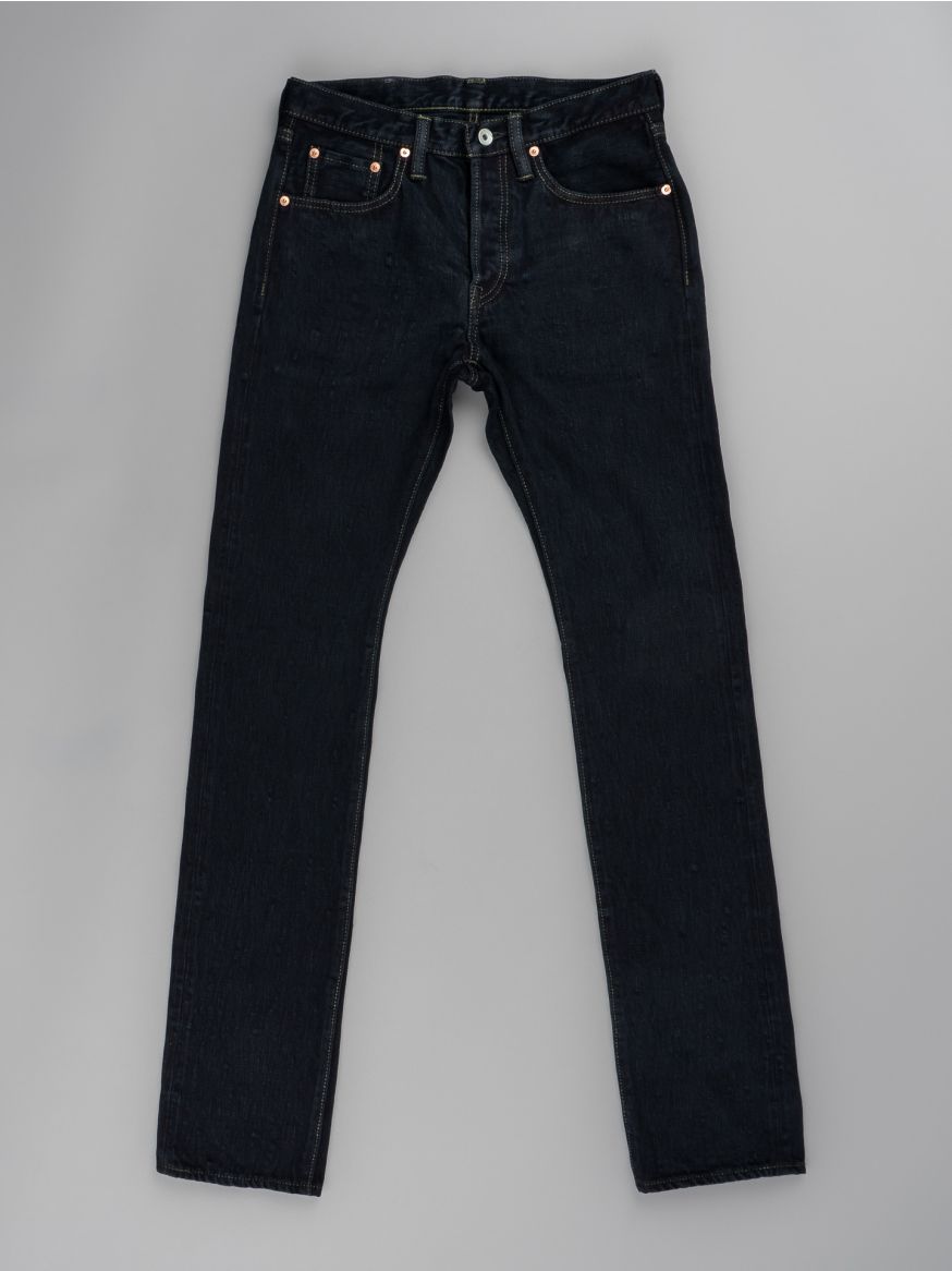 Iron Heart IH-555s-SLBOD 16oz  Slubby Selvedge Denim Jeans - Indigo Overdyed Black - Super Slim