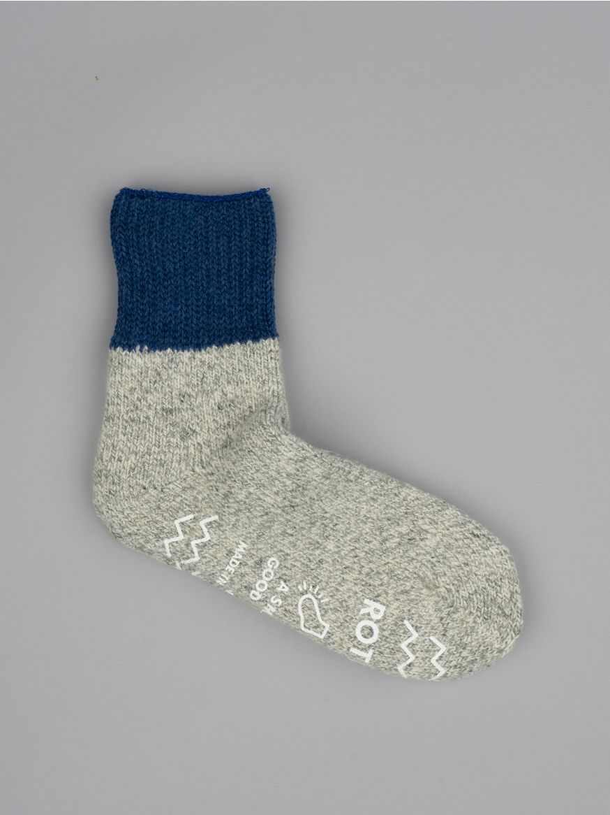 Rototo Retro Winter Room Socks - Blue/Grey 