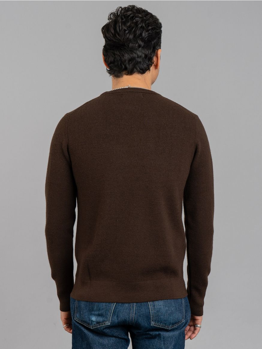 Merz b. Schwanen Merino Wool Crew Neck Sweater - Coffee