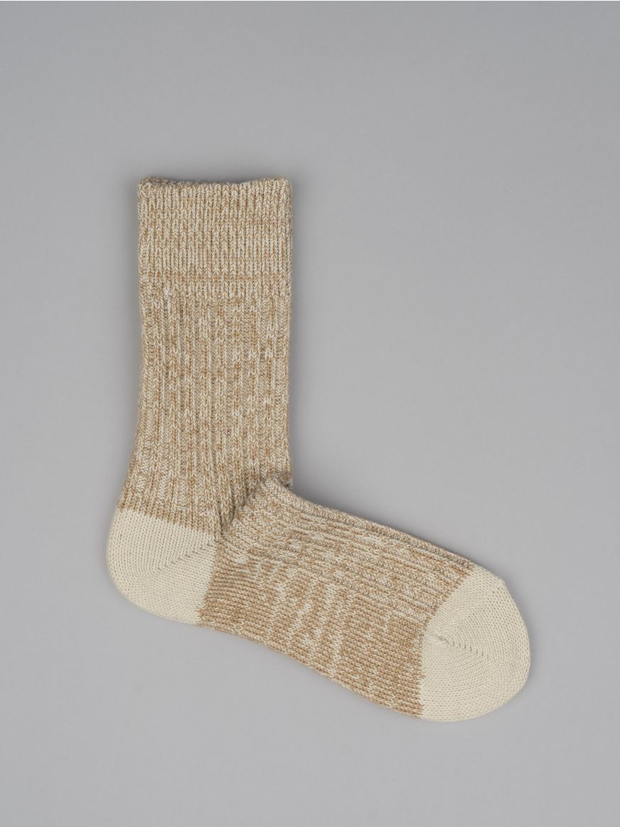 Decka-Showatabé Washable Wool Ribbed Socks - Ecru