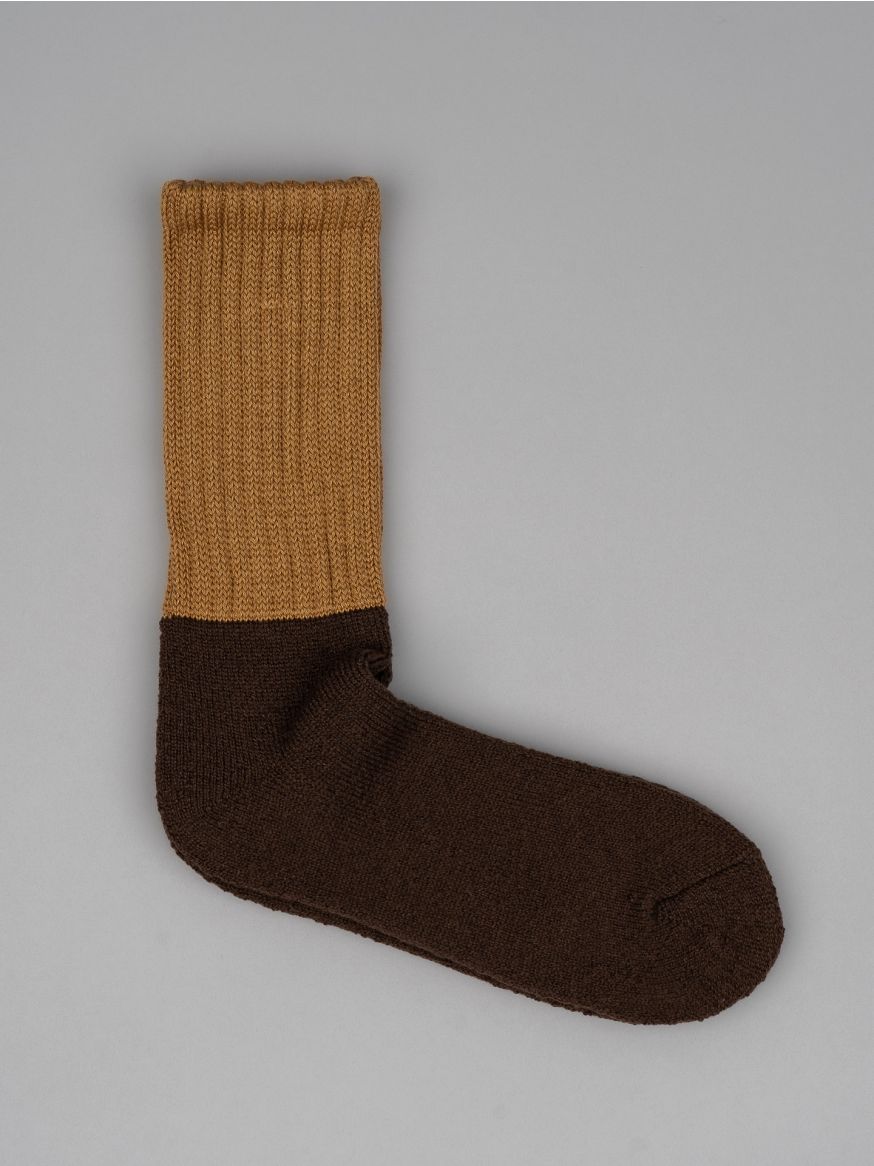 Decka-Showatabé Organic Cotton Ribbed Washable Wool Socks - Brown