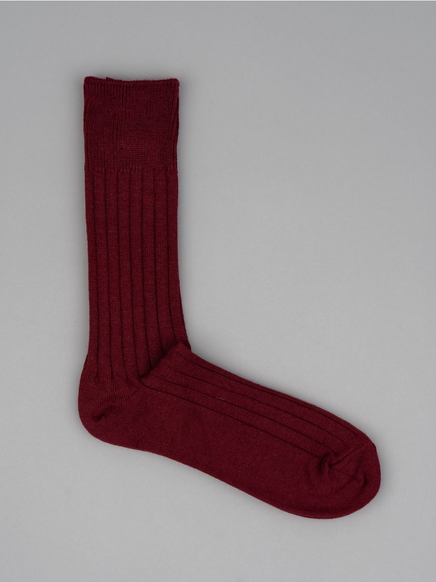 Decka Showatabé Cashmere Cotton Ribbed Socks - Bordeaux