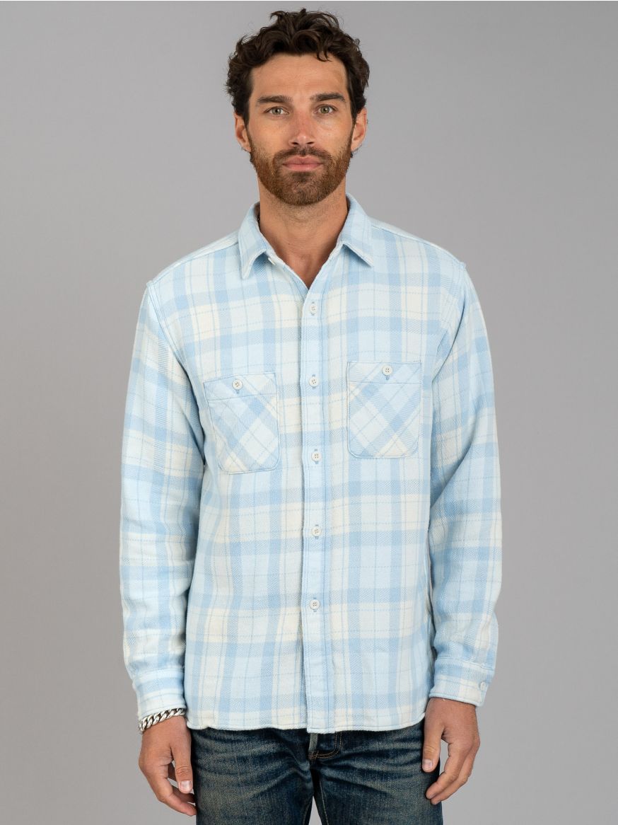 The Real McCoy’s Block Check Summer Flannel - Light Blue