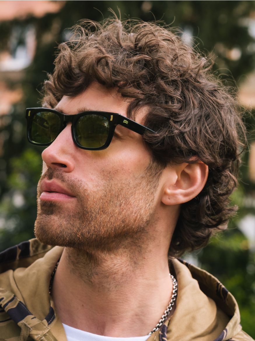 The Real McCoy’s Buco Charger Black Frame Sunglasses - Green