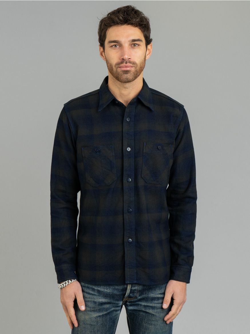 Samurai Rope-Dyed Heavy Flannel Work Shirt - Indigo