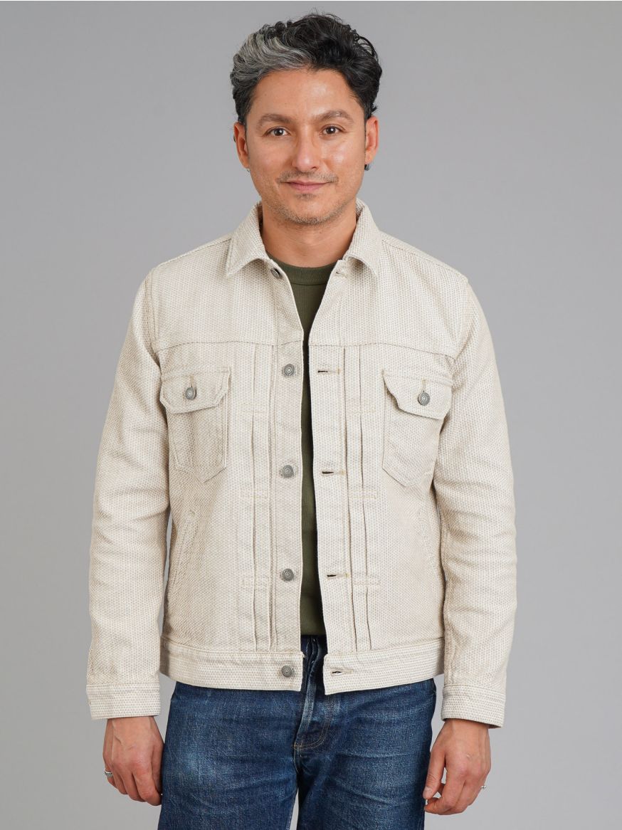 Pure Blue Japan Ivory/Beige Sashiko Jacket - Type II