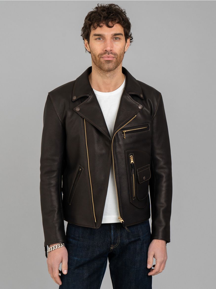 The Flat Head Deerskin Double Rider's Jacket - Black 