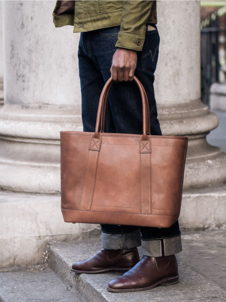 Tsuchiya Kaban “Roadster” Large Tote - Smoky Brown