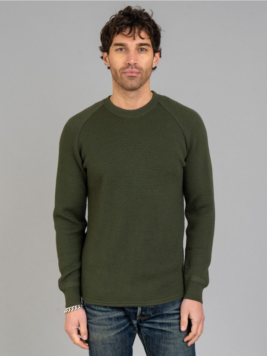 Stevenson Overall Merino Wool Thermal Sweater - Olive