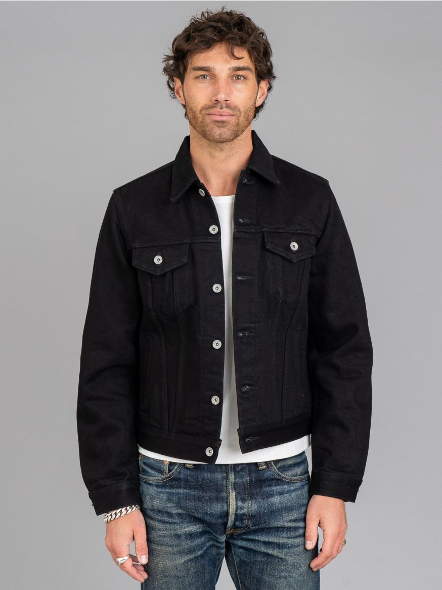 Iron Heart 21oz Denim Modified Type III Trucker Jacket - Superblack