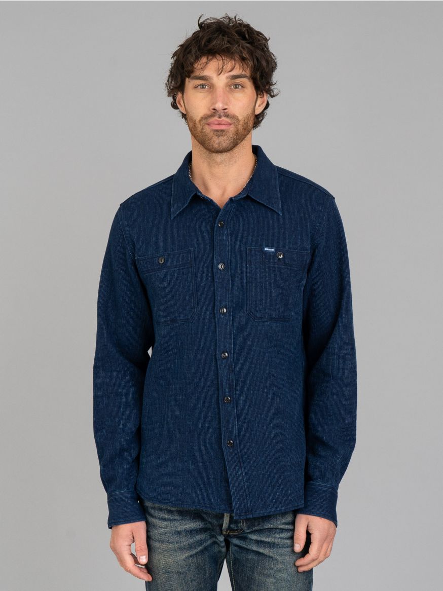 Iron Heart Waffle Work Shirt - Indigo