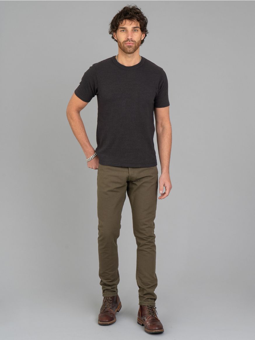 Pure Blue Japan Heavy Duck Canvas Olive Pants - Relaxed Tapered