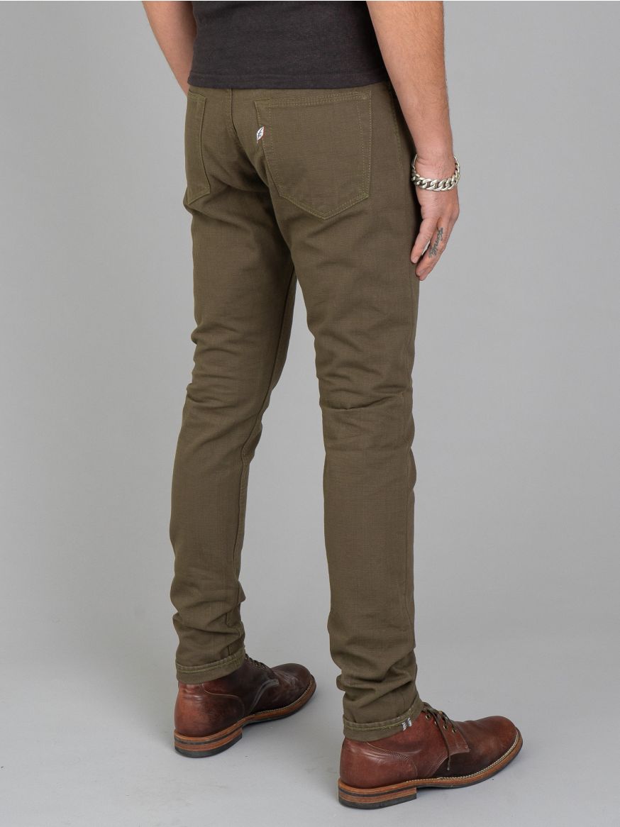 Pure Blue Japan Heavy Duck Canvas Olive Pants - Relaxed Tapered