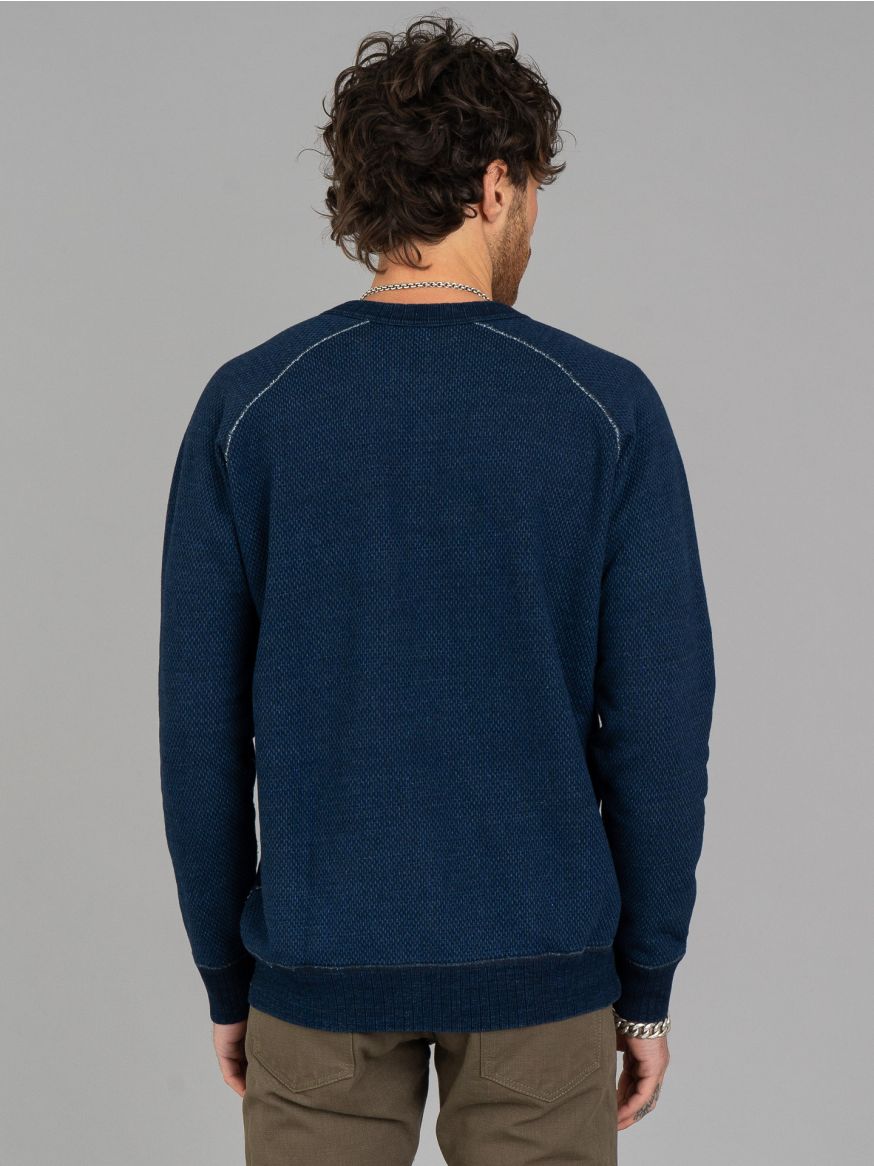 Pure Blue Japan Yarn-Dyed Sashiko Sweatshirt - Indigo