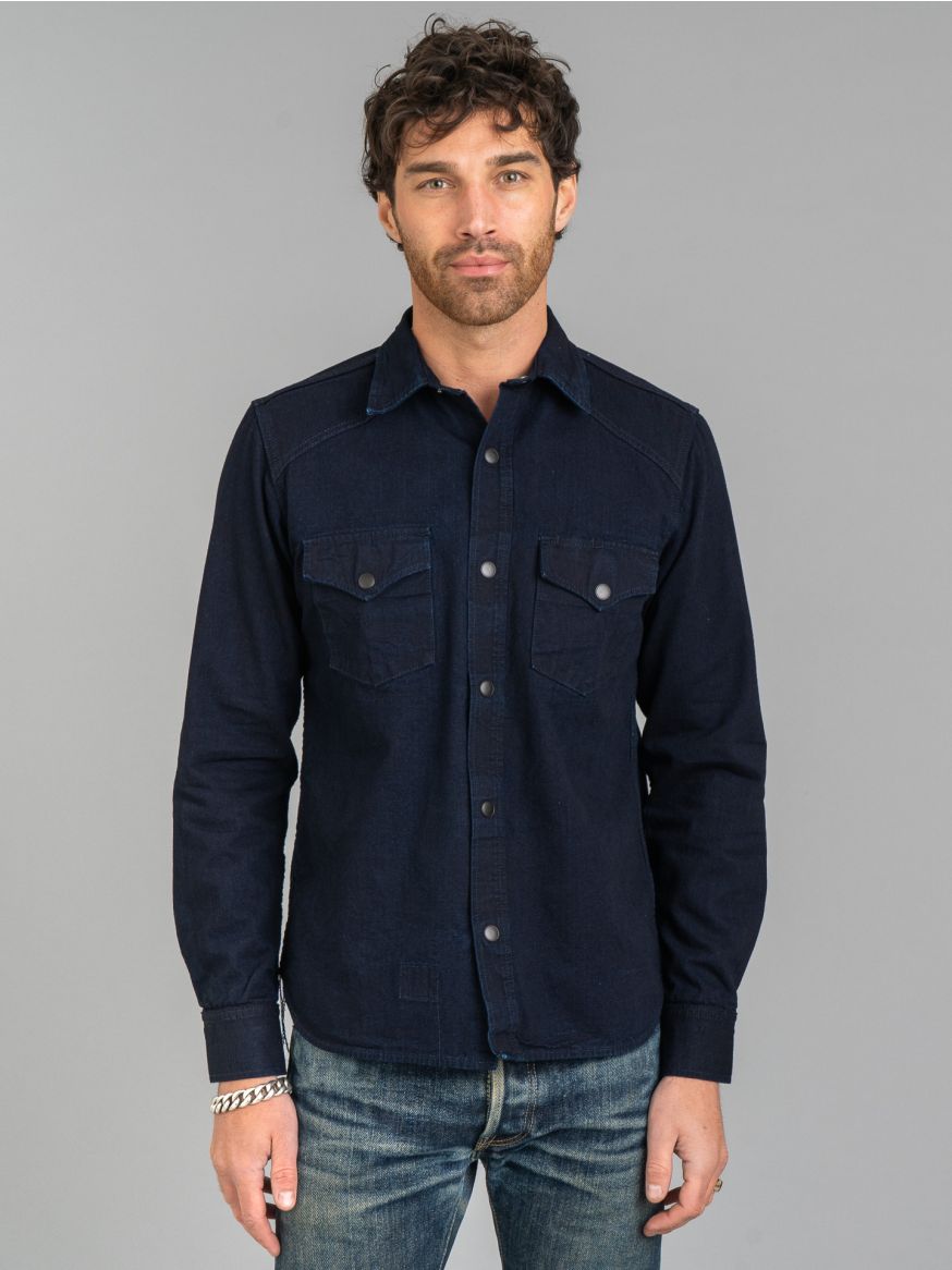 Rogue Territory Rinsed Indigo Selvedge Canvas Western Shirt