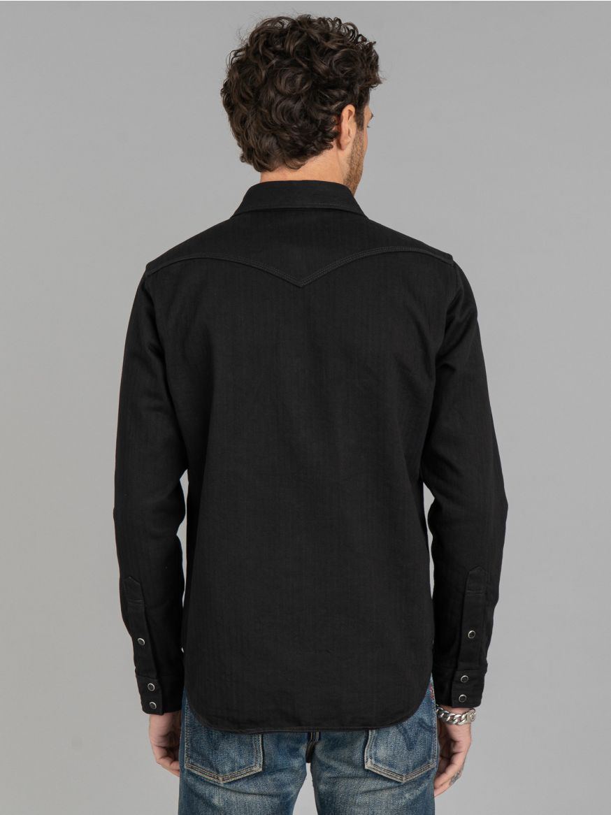 Iron Heart 14oz Herringbone CPO Western Shirt - Black