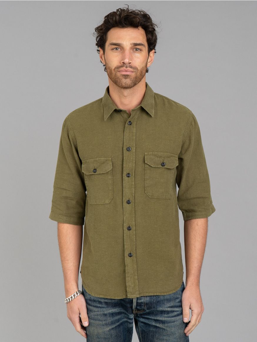 Indigofera Delray Linen Canvas Shirt - Military Olive