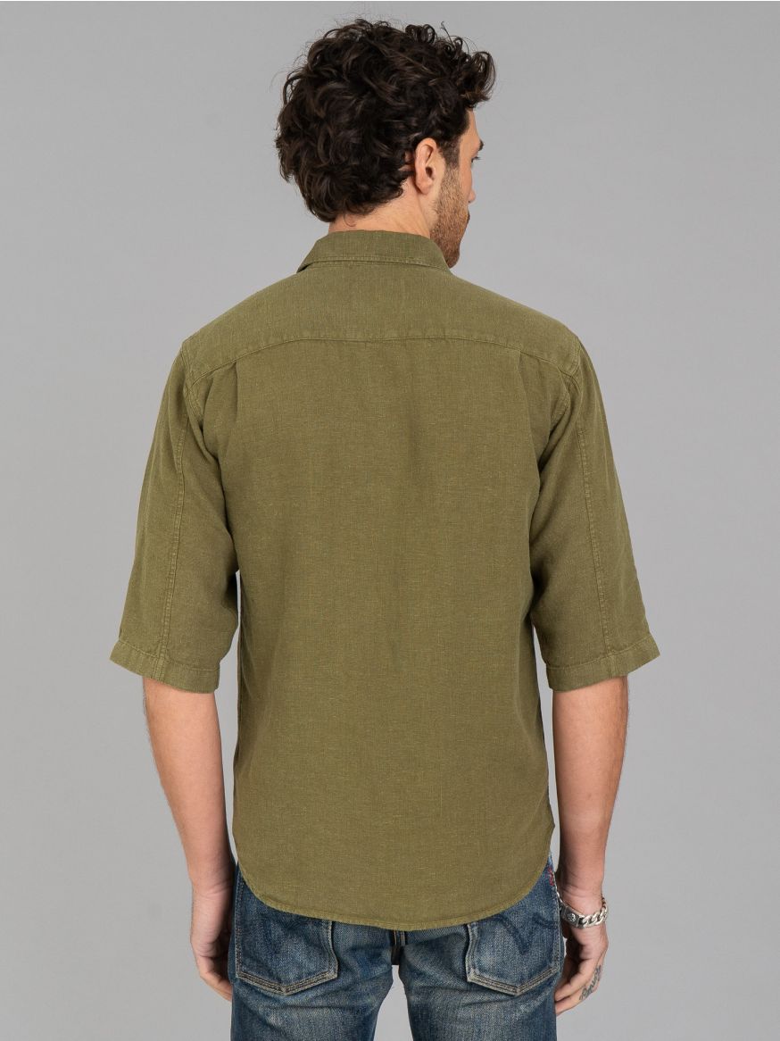 Indigofera Delray Linen Canvas Shirt - Military Olive