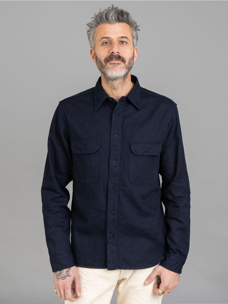 Samurai "Indigo Snake" Jacquard Shirt - Indigo