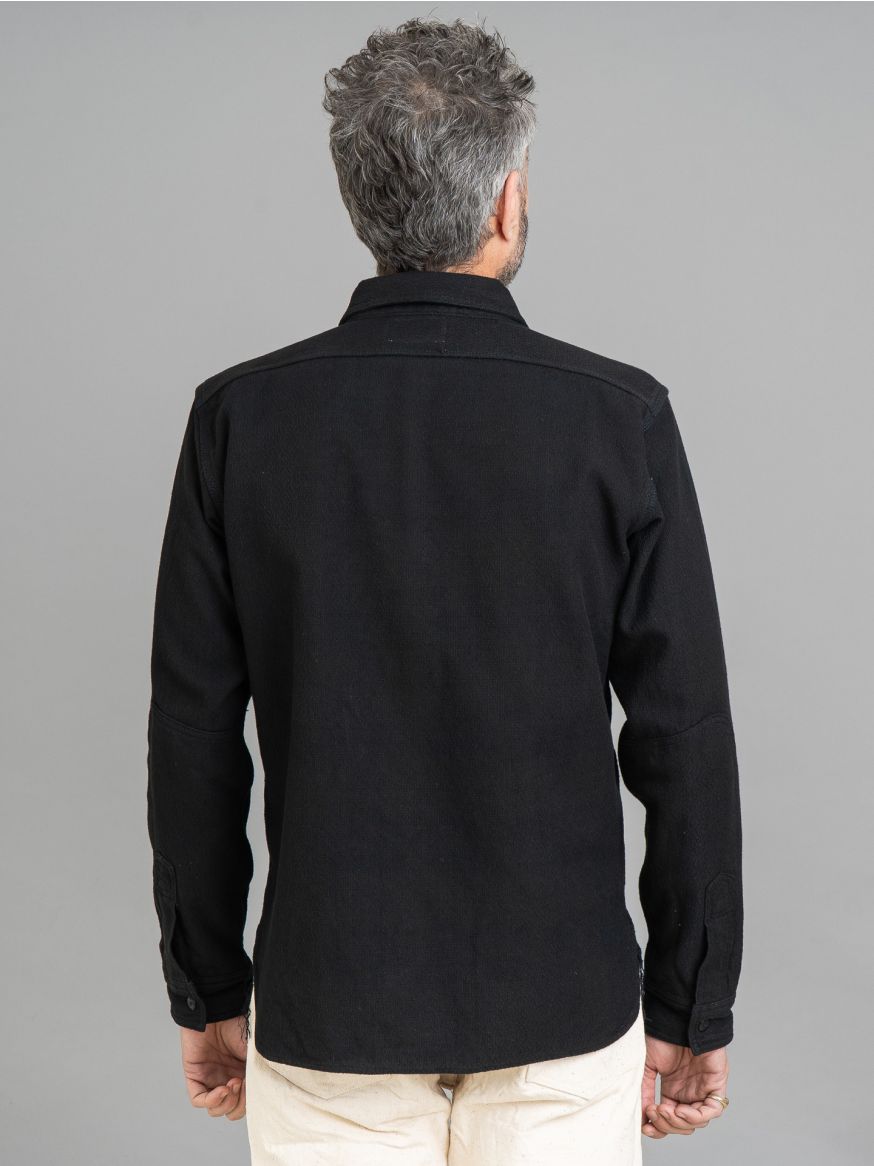 Samurai Overdyed Sashiko Flannel Work Shirt - Black