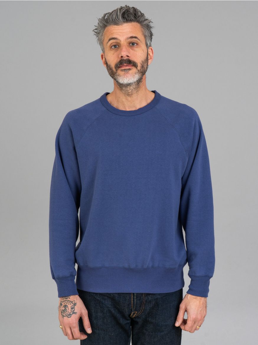 The Real McCoy’s 9oz Loopwheeled Raglan Sweatshirt - McQueen Blue