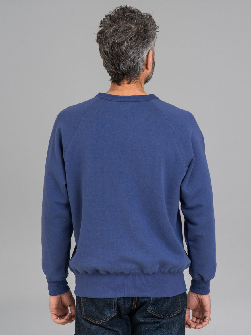 The Real McCoy’s 9oz Loopwheeled Raglan Sweatshirt - McQueen Blue