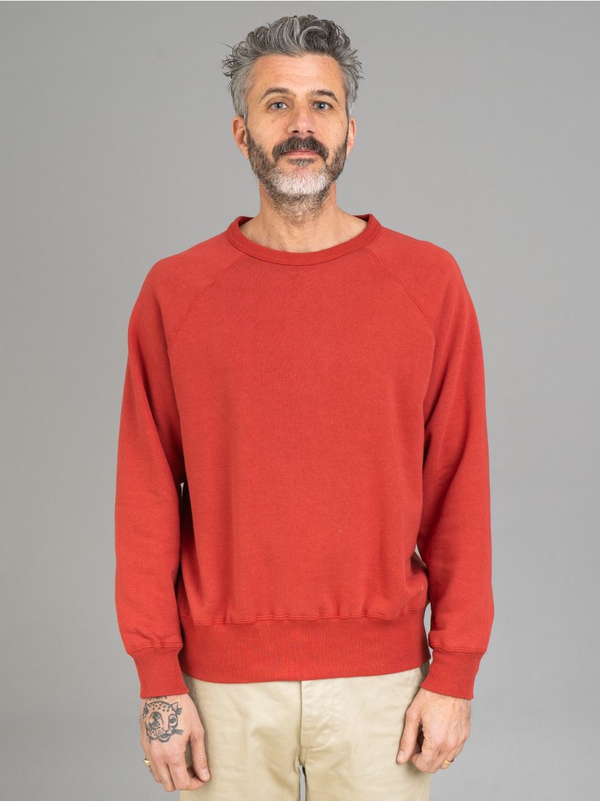 The Real McCoy’s 9oz Loopwheeled Raglan Sweatshirt - Cherry