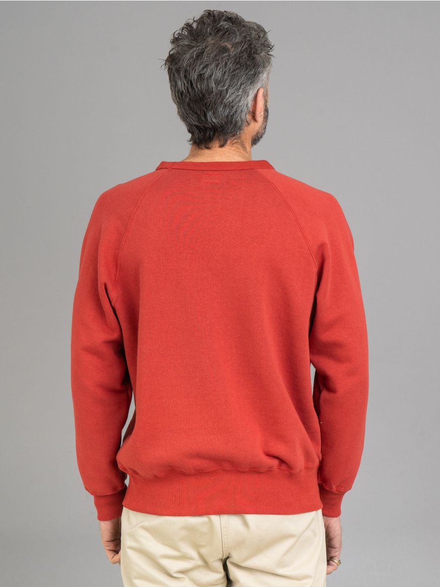 The Real McCoy’s 9oz Loopwheeled Raglan Sweatshirt - Cherry