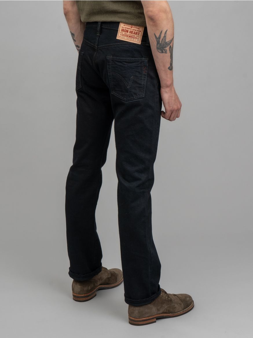 Iron Heart IH-666s-142OD 14oz Selvedge Denim Jeans - Indigo Overdyed Black - Slim Straight