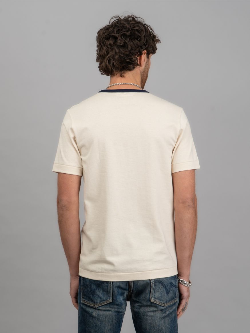 Merz b. Schwanen 2M15B Sturdy Jersey Contrast Collar T-Shirt - Nature/Ink