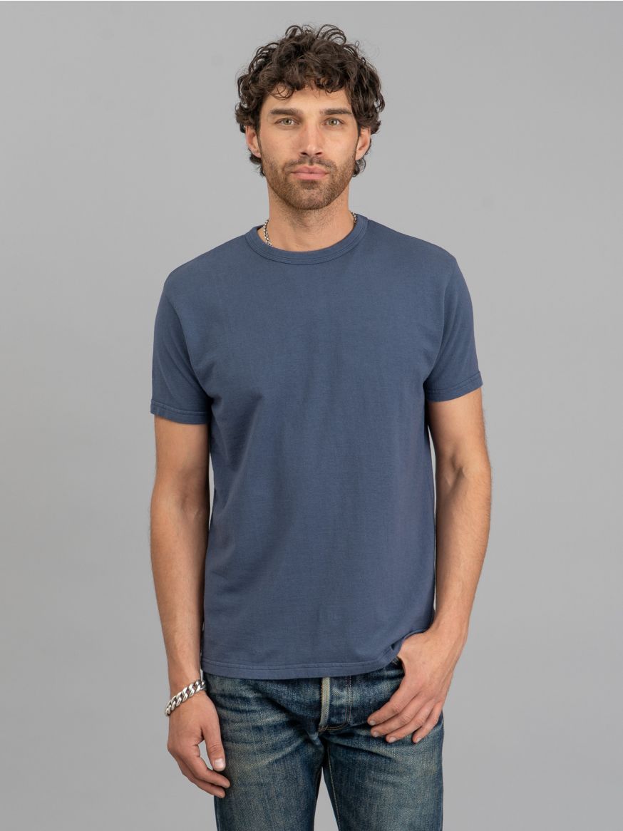 Samurai Inlay Loopwheeled T Shirt - Tetsu-kon Navy