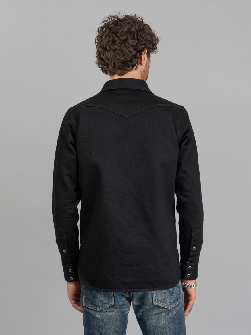 Iron Heart IHSH-295-BB 14oz Selvedge Denim Western Shirt - Black/Black