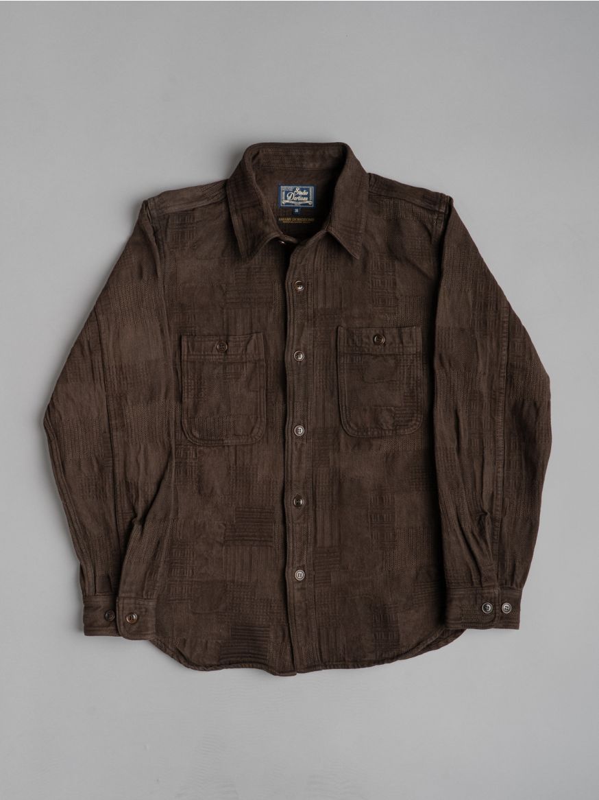 Studio D’Artisan Amami Mud-dyed Boro Jacquard Shirt - Dark Brown 