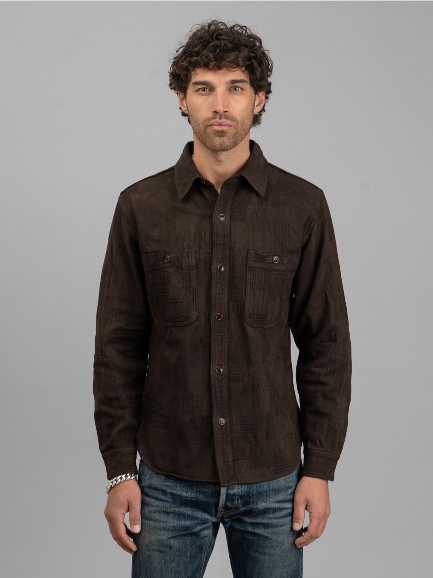 Studio D’Artisan Amami Mud-dyed Boro Jacquard Shirt - Dark Brown 