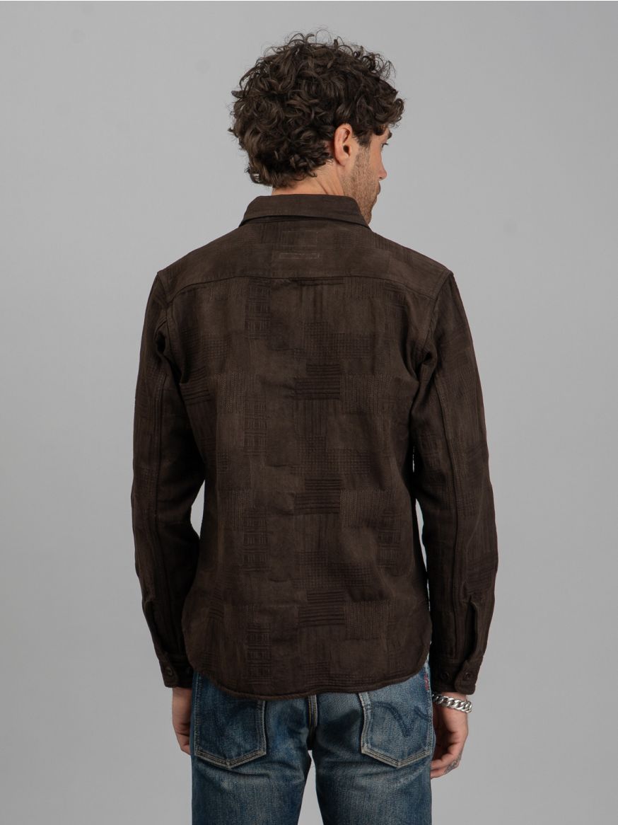 Studio D’Artisan Amami Mud-dyed Boro Jacquard Shirt - Dark Brown 